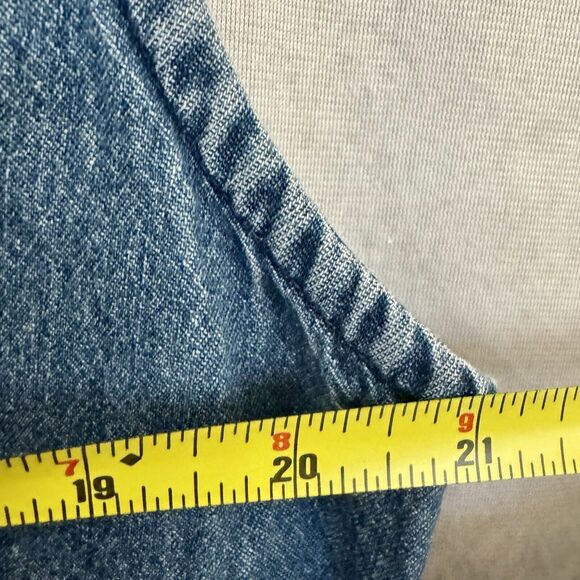 The Vermont Country Store Dress XL Denim Jean Pleat Sleeveless Chambray Buttons - Picture 11 of 12